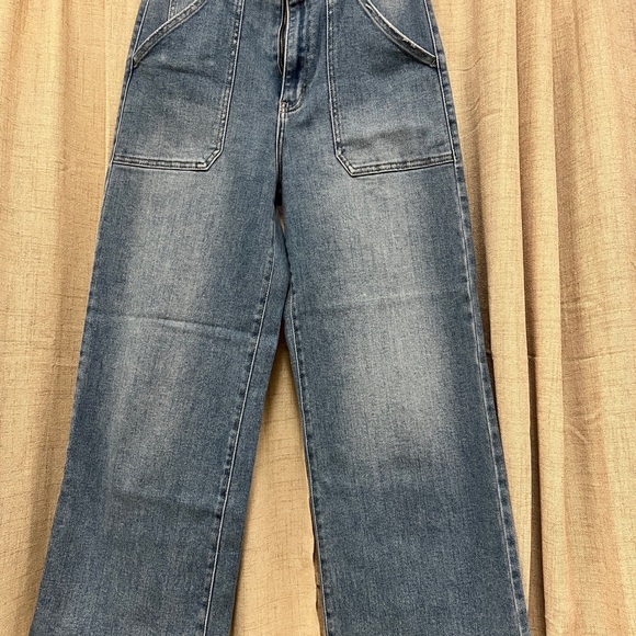 Just Black Denim Wide Leg Cropped Blue Jeans - Picture 1 of 4